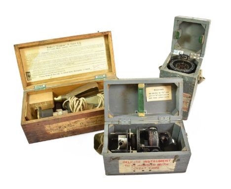 A Walker's Exelsior IV Patent Ships Log, numbered 259, in original pine box; a Type 06A Compass, No.960, in original blue pai