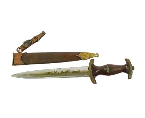A Second World War German SA Dagger, the 22cm steel blade etched Alles fur Deutschland and maker's log for Anton Wingen Jr., 