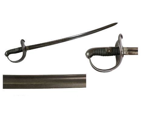 A German-Made Swedish Model 1867 Cavalry Trooper's Sword, the 87cm single edge fullered steel blade stamped on one side of th