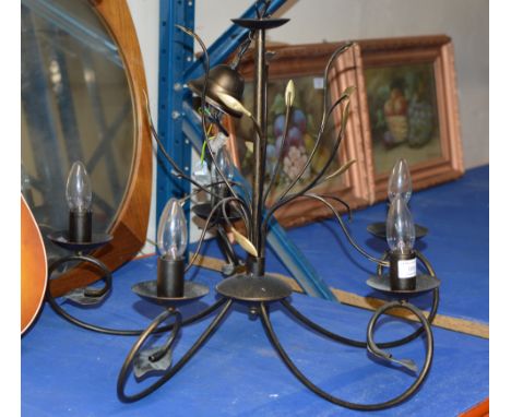 WROUGHT IRON 5 POINT CEILING LIGHT FITTING     