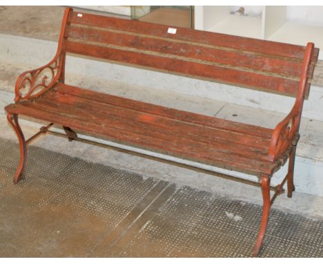 GARDEN BENCH WITH WROUGHT IRON ENDS     