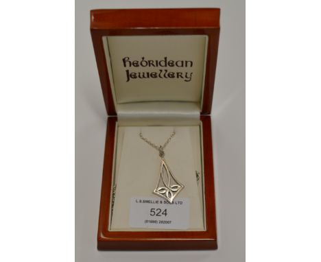 SCOTTISH STERLING SILVER CELTIC PENDANT ON CHAIN BY HEBRIDEAN JEWELLERY, WITH PRESENTATION BOX     