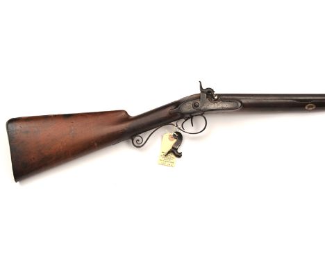 A DB 18 bore sporting gun, c 1820, by Prosser (?), converted to percussion with new breeches, 49½” overall, barrels 34”, the 