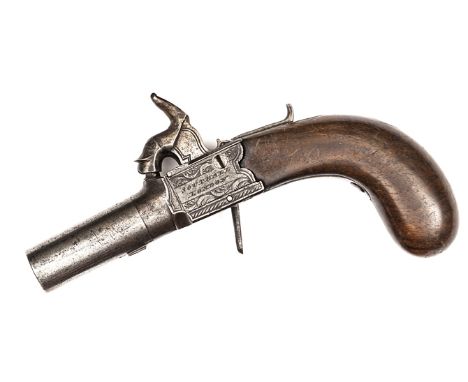 A 44 bore percussion boxlock pocket pistol, by (Joseph) Egg, London, 5¾” overall, turn off barrel 1¾” with London proofs, the