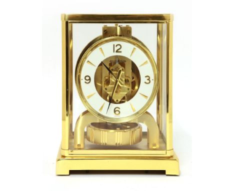 A Jaeger-LeCoultre 'Atmos' clock,calibre 526-5, in a lacquered brass case, with a circular dial, serial number '485458', in t