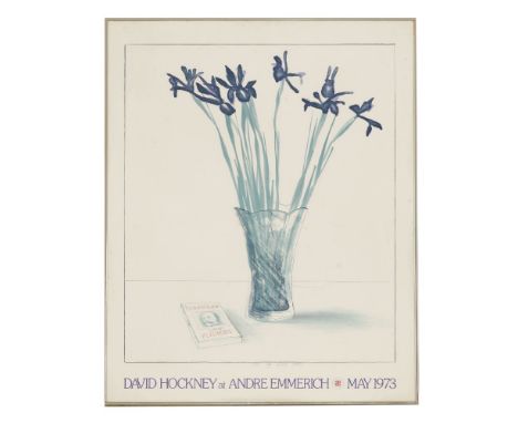 A 'David Hockney at Andre Emmerich' exhibition poster, May 1973,colour lithograph,82 x 63cm, framed 