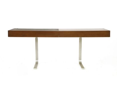 A console table,designed by Robert Heritage, with a leatherette top over drawers, raised on aluminium supports, 183.5cm wide4