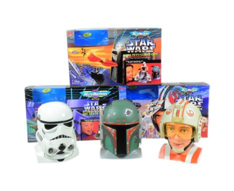 Star Wars - Micro Machines - a collection of x3 vintage 1996 Galoob made MicroMachines action figure playsets - Boba Feet / C