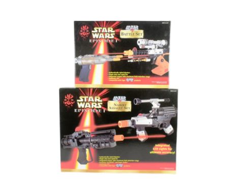 Star Wars - two original vintage 1999 Tiger Electronics made Lazer Tag playsets: 'Battle Set' and 'Naboo Assault Set.' Both c