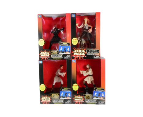 Star Wars - full set of three c1999 Think Way toys made ' Star Wars Interactive Talking Bank large-scale figures - Qui-Gon Ji