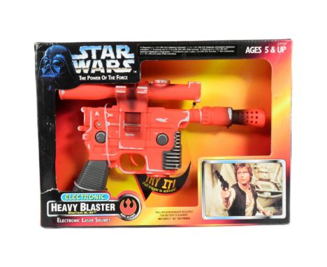 Star Wars - an original vintage c1997 Hasbro made Power Of The Force ' Electronic Heavy Blaster ' (Han Solo). Contents appear