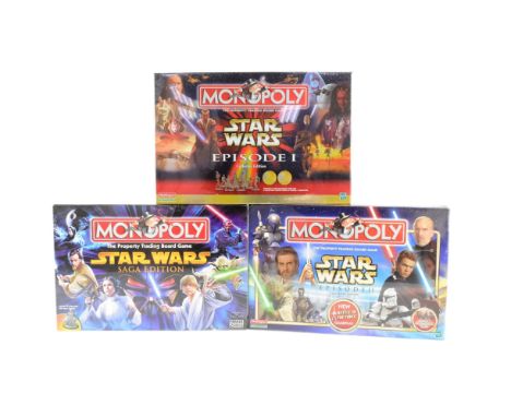 Star Wars - Monopoly - three Star Wars themed editions of the board game - Episode I, Saga Edition and Episode II. All fully 