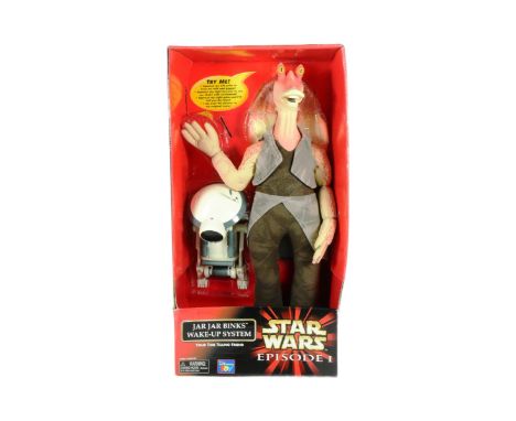 Star Wars - an original 1999 Think Way / Thinking Toy made Episode I ' Jar Jar Binks Wake-Up System ' alarm clock figure set.
