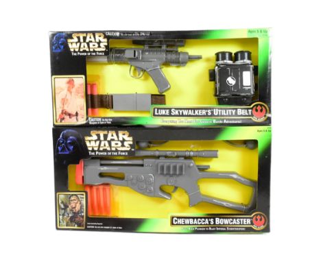 Star Wars - two vintage 1996 Kenner made Star Wars playsets: 'Luke Skywalker's Utility Belt,' and 'Chewbacca's Bowcaster.' Bo