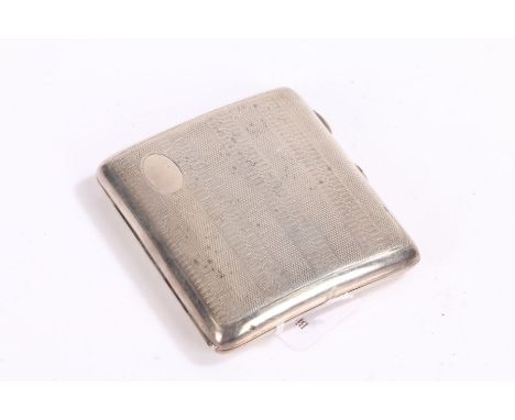 George V silver cigarette case, Birmingham 1929, maker Joseph Gloster Ltd, the engine turned exterior with vacant oval cartou