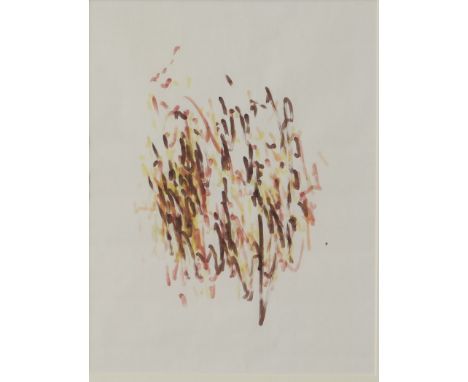 Jean Tinguely (1925 - 1991). Watercolor on paper titled "Meta-matic No. 13." There is a typed label along the bottom of the m