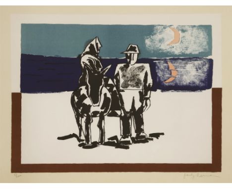 *Josef Herman (British, 1911-2000) ON THE WAY HOME Lithograph printed in colours, 1974/5, signed and numbered 5/100 in pencil