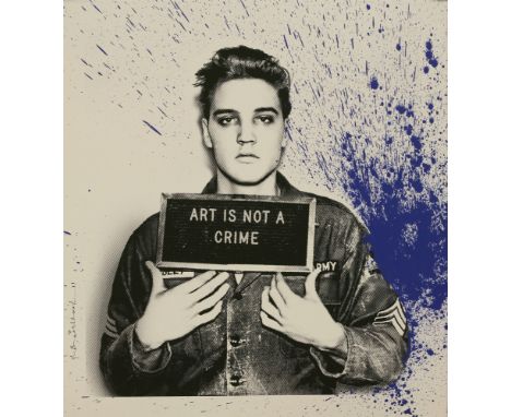 *Mr Brainwash (French, b.1966) JAILHOUSE POP, BLUE SPLASH ELVIS Screenprint with blue paint, signed and numbered 17/50 in bla