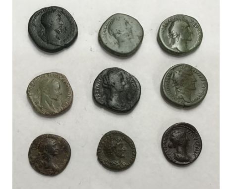 Collection of Roman Bronze/Copper Sestertius &amp; Dupondius of 2 x Marcus Aurelius, 3 x Antoninus Pius, Severus Alexander, 2