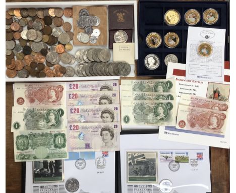 Collection of British &amp; Banknotes including 4 x Lowther &pound;20 notes with Prefix DX21 run of 3 Page &pound;1 notes and