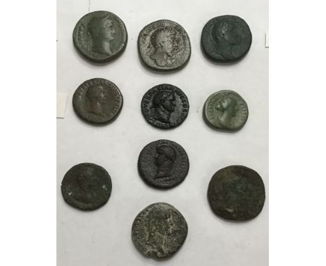 Collection of Roman Bronze/Copper Sestertius &amp; Dupondius of Hadrian, Marcus Aurelius, Antoninus Pius, Trajan, Vespasian, 