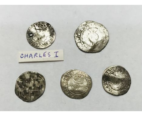 Collection of James I (VI of Scotland) and Charles I Silver Coins, including Quarter Thistle Merk (Approximately 20mm, 1g), o