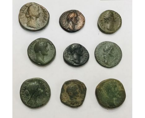 Collection of Roman Bronze/Copper Sestertius &amp; Dupondius of Faustina Junior, 2 x Antoninus Pius, Faustina Senior, Hadrian