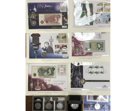 Collection of Royal Mint/Royal Mail Coin First Day Covers with Commemorative Crowns in Original Plastic Holders, including Ba