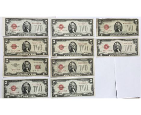 Collection of Series of 1928 Red Seal, district release letter A to K but missing G.