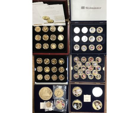 Large collection of Gold plated Medallic issues including The British Army Collection of 36 Crown sized coins with Certificat