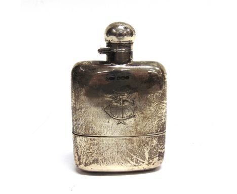 A SILVER HIP FLASK by James Dixon & Sons, Sheffield 1911, of rounded rectangular form, bayonet captive top, pull off cup base