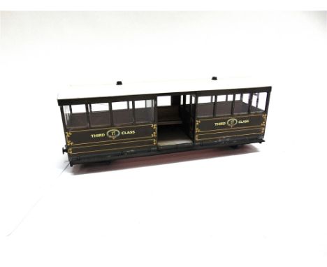 [16MM SCALE]. A KIT- OR SCRATCH-BUILT CORRIS RAILWAY THIRD CLASS COACH  unboxed.