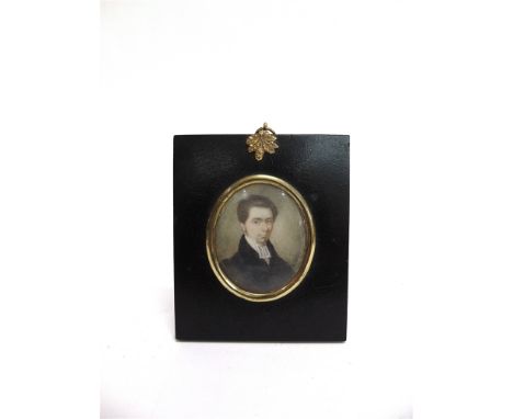 BRITISH SCHOOL (19TH CENTURY)  Gentleman in a Collar and Coat, a portrait miniature,  watercolour, unsigned, 6.5cm x 5.5cm (o