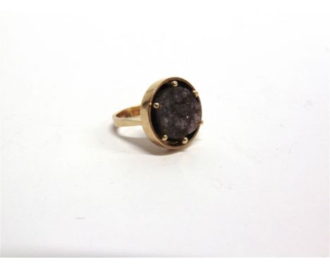 JORGEN HARSEN an amethyst drusy ring, stamped JoL, 585 and Danmark, finger size K, 9.8g gross