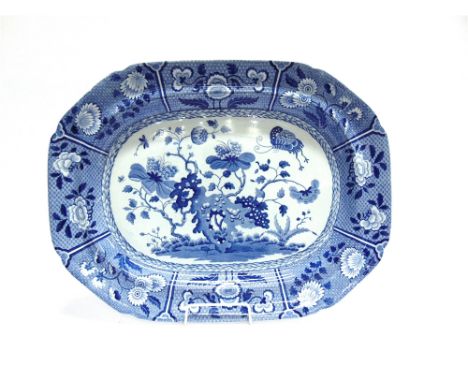 A 19TH CENTURY SPODE MEAT PLATE  with transfer printed decoration, 53.5cm x 40.5cm, impressed 'SPODE' to base