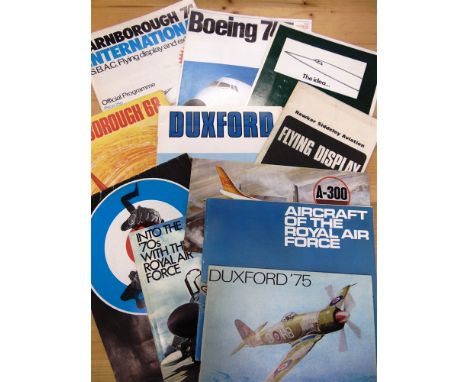 EPHEMERA - AVIATION  comprising a folding Concorde leaflet, circa early 1970s; programmes for Farnborough, 1968 & 1974; Duxfo