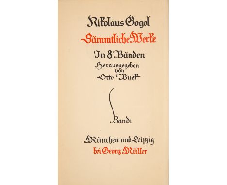 Gogol, Nikolaus: Sämmtliche Werke in 8 Bänden. Hrsg. von Otto Buek. München und Leipzig 1914. 18,7 x 11,3 cm. Mit einigen Abb