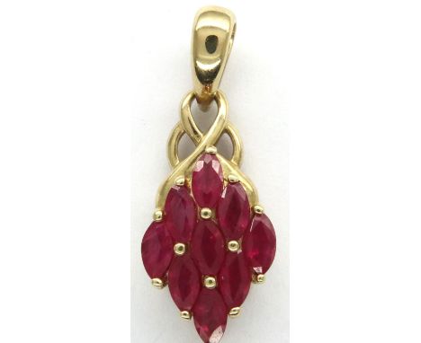 9ct gold ruby pendant, H: 19 mm, 2.3g. P&amp;P Group 1 (£14+VAT for the first lot and £1+VAT for subsequent lots) 