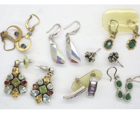 Seven pairs of mixed silver earrings. P&amp;P Group 1 (£14+VAT for the first lot and £1+VAT for subsequent lots) 