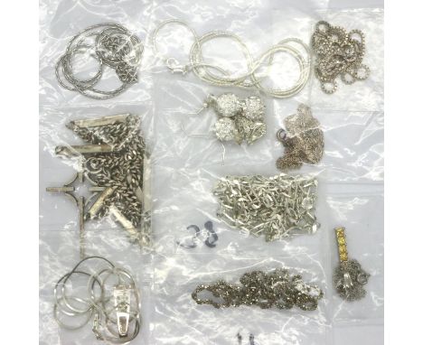 Ten mixed silver chains, some with pendants, combined 66g. P&amp;P Group 1 (£14+VAT for the first lot and £1+VAT for subseque