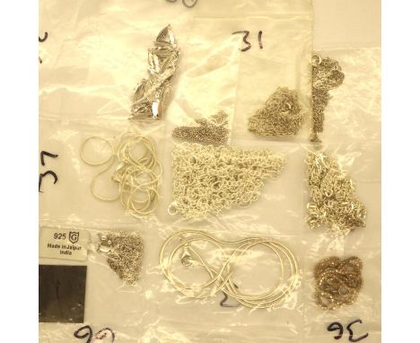 Ten silver neck chains, combined 63g. P&amp;P Group 1 (£14+VAT for the first lot and £1+VAT for subsequent lots) 