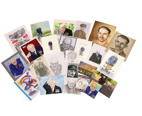 A folio of sketches, prints and photographs of Captain Tom&nbsp;by various artists&nbsp;This lot is not sold with copyright.