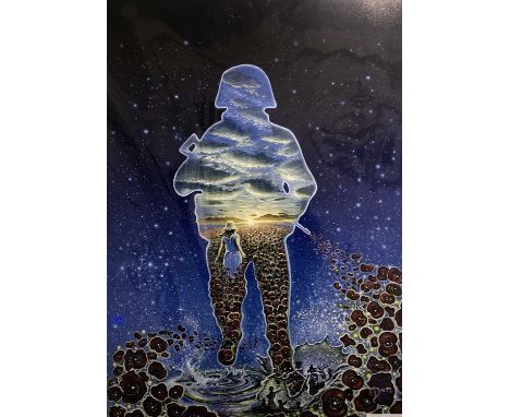 Dan Woolard Art a series of three WWI inspired prints 40 x 33cm each This lot is not sold with copyright.