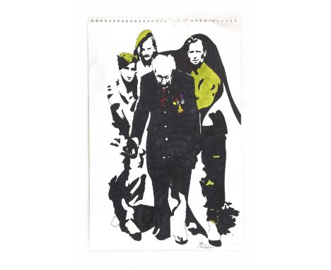 I. Rickerds(?) 'Banksy style' portrait 41 x 29.5cm This lot is not sold with copyright.
