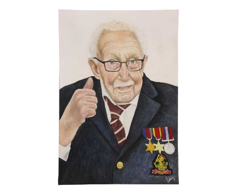 Daisy Harris Portrait with letter and photo from artist, gouache paper 40.8 x 29.5cm This lot is not sold with copyright.