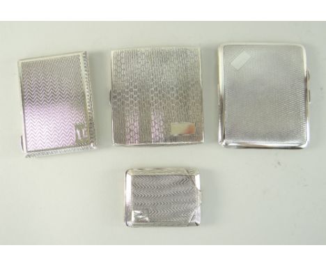 PAIR OF 20TH CENTURY ENGINE TURNED CIGARETTE &amp; VESTA CASE, together with two other engine turned cigarette cases, 9ozs
