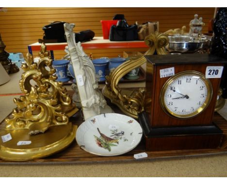 20TH CENTURY FRENCH MANTEL CLOCK and several wall rococo-style wall brackets