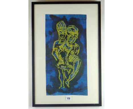 JOHN PIPER lithograph of two-hundred - from 'Indian Love Poems Suite' entitled 'Lovers', Senecio Press, 55 x 36cms