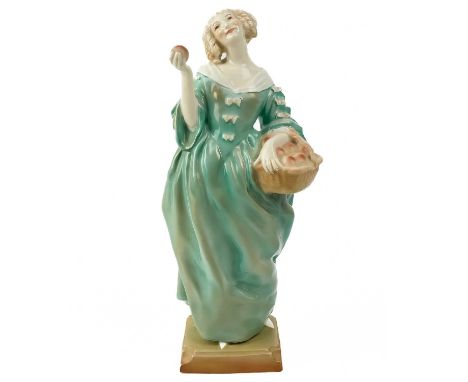 A Royal Worcester porcelain figure of Sweet Nell of Old Drury by Anne Acheson.  Decorated in turquoise and blush ivory, 1892 