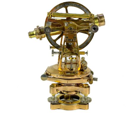 A Transit Theodolite by Cooke, Troughton and Simms.  Early 20th Century, Diameter of wheel 15cm, height of instument - 35cm.T